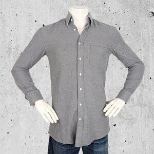Indochino Bespoke Shirt Size Medium Slim Fit Gray Grey Herringbone